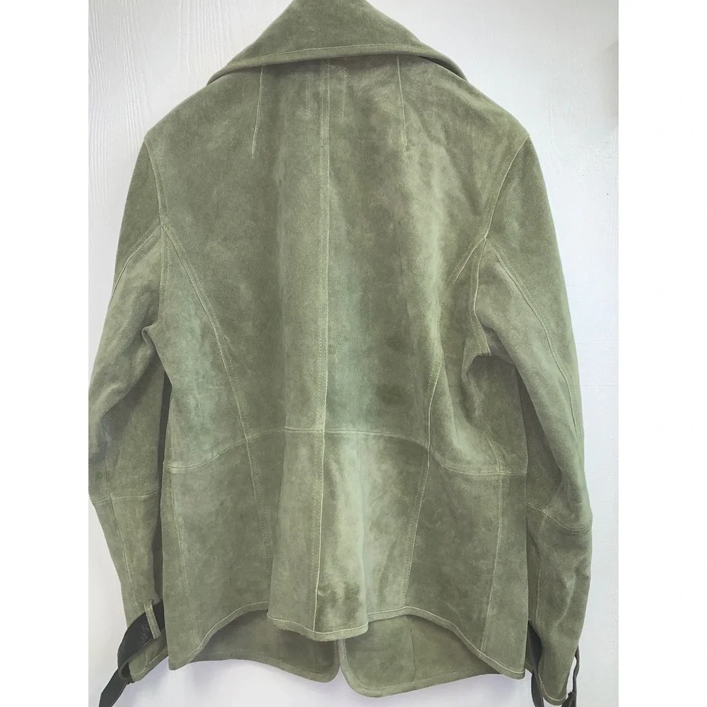 We The Free Free People Green Suede Leather MotUtility Jacket XS Brown Trimo